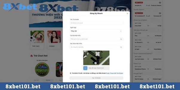 Hướng dẫn đăng ký tài khoản mới trên 8xbet