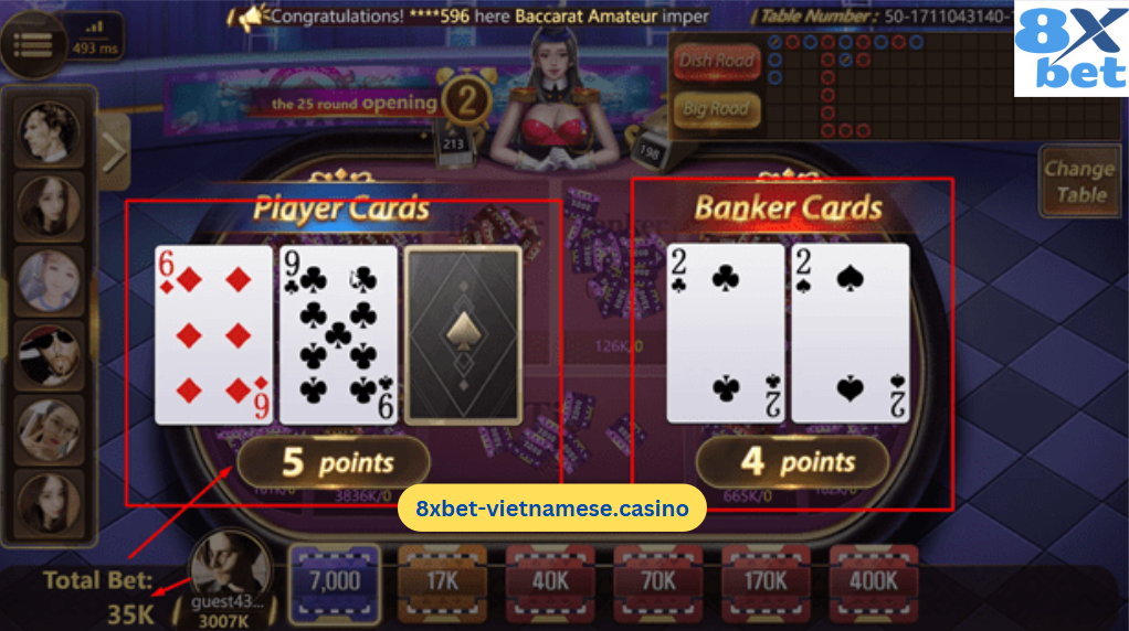 Cược trong trò chơi Baccarat 8xbet